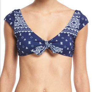 NWT splendid border stripe cap sleeve swim top